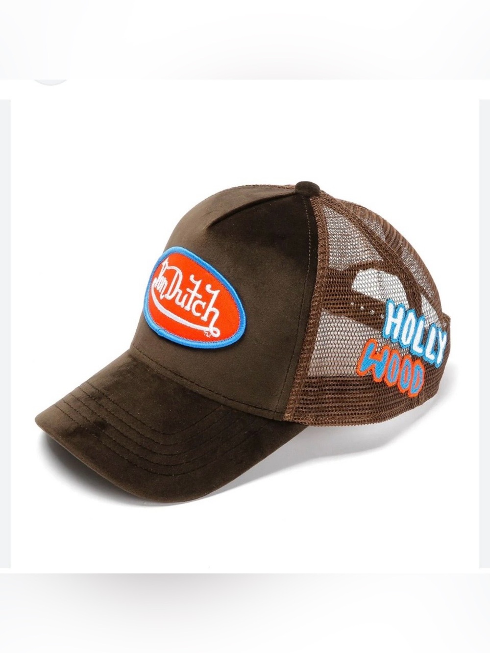 NWT Von Dutch Hollywood Brown Faux Suede Trucker Hat Snapback Mesh Cap OS